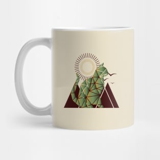 Vintage geometric cat with mountains Mug